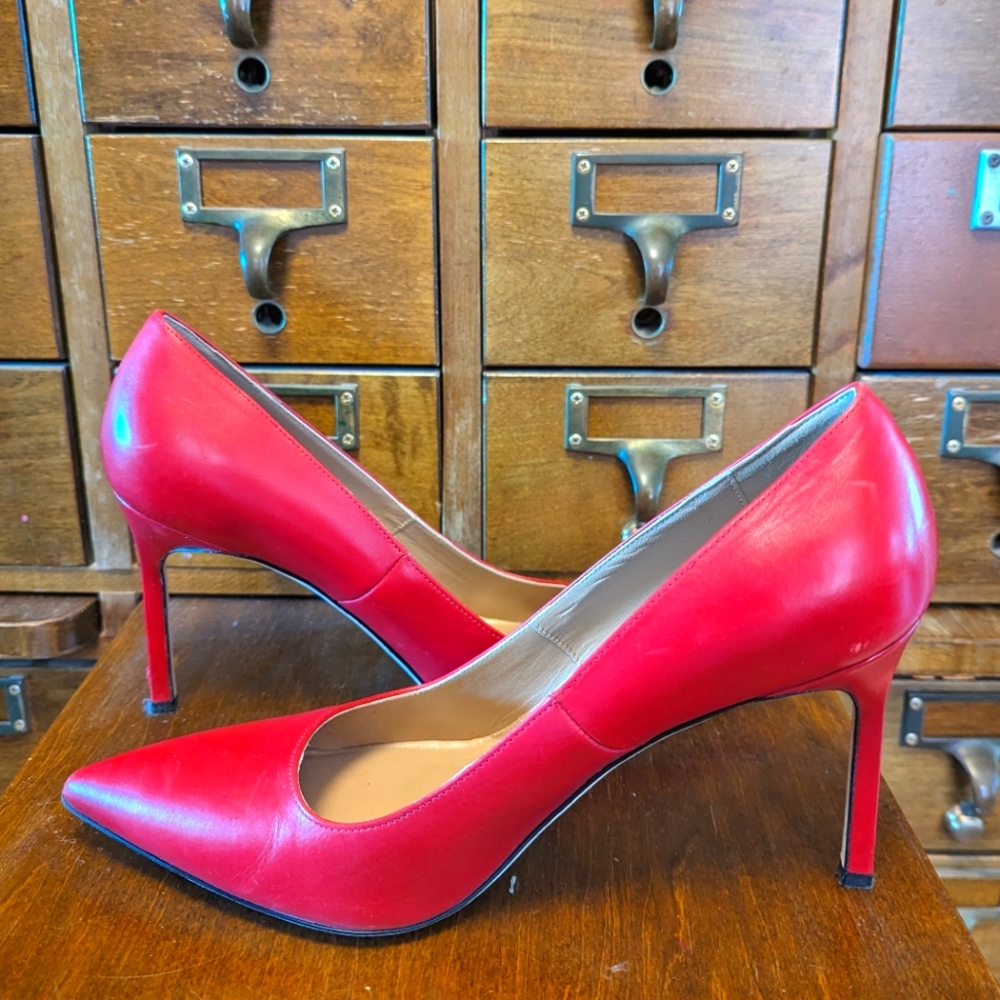 Via Spiga Italian Red Leather Pumps Heels Size 9